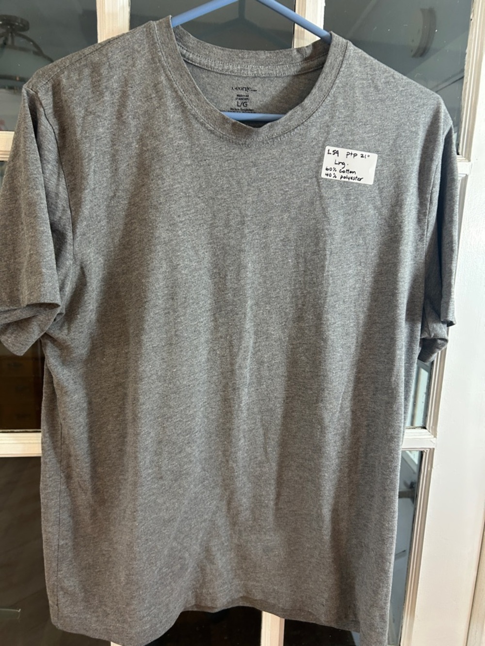 L59.   George Men's Short Sleeve Crew Neck T-Shirt - Heather Gray